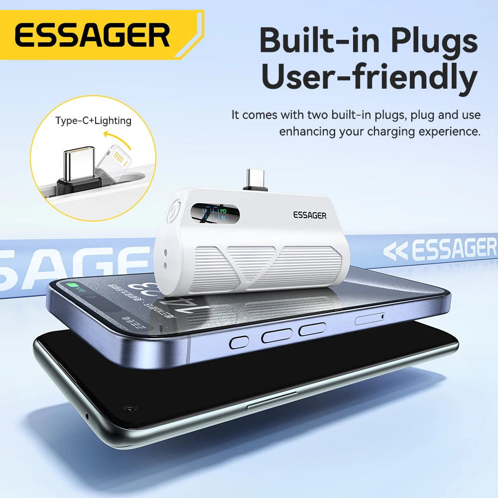 ESSAGER Mini Capsule Power Bank 5000mAh 20W PD Fast Charging