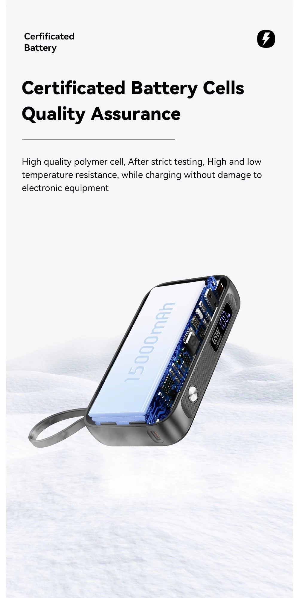 ESSAGER 15000mAh Power Bank 65W with USB-C Cable