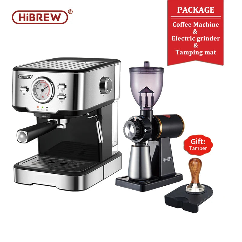 HiBREW H5 – 20‑Bar Semi‑Automatic Espresso Machine | Stainless Steel Coffee Maker with Temperature Display