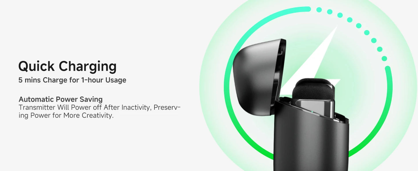 Maono T1mini – Wireless Lapel Microphone for Phones | Noise‑Cancellation, Auto‑Clipping & App Control for Professional Audio/Video Recording