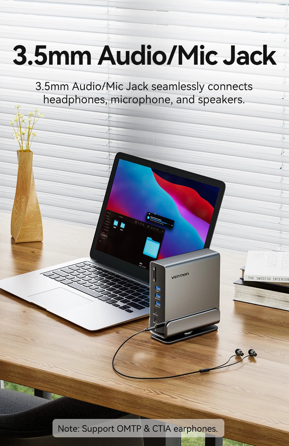 Vention USB‑C 15‑in‑1 Dock | Triple Monitor 4K 60Hz HDMI + DP, USB 3.2, PD 100W for MacBook & Windows