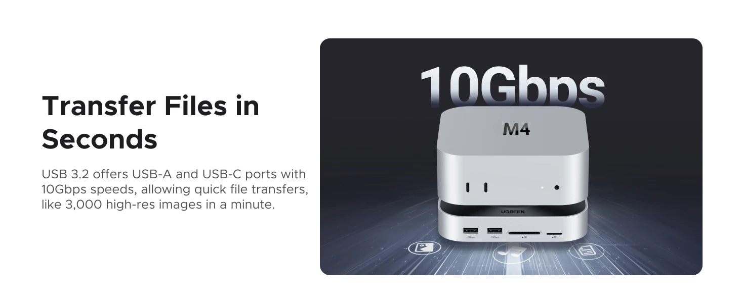 UGREEN USB‑C Docking Station for Mac Mini M4/M4 Pro with M.2 NVMe SSD Enclosure