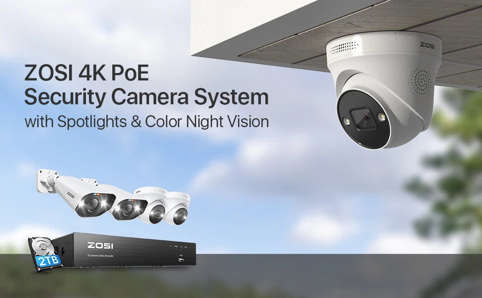 ZOSI 4K 8MP PoE Security Camera System – AI Human/Vehicle Detection