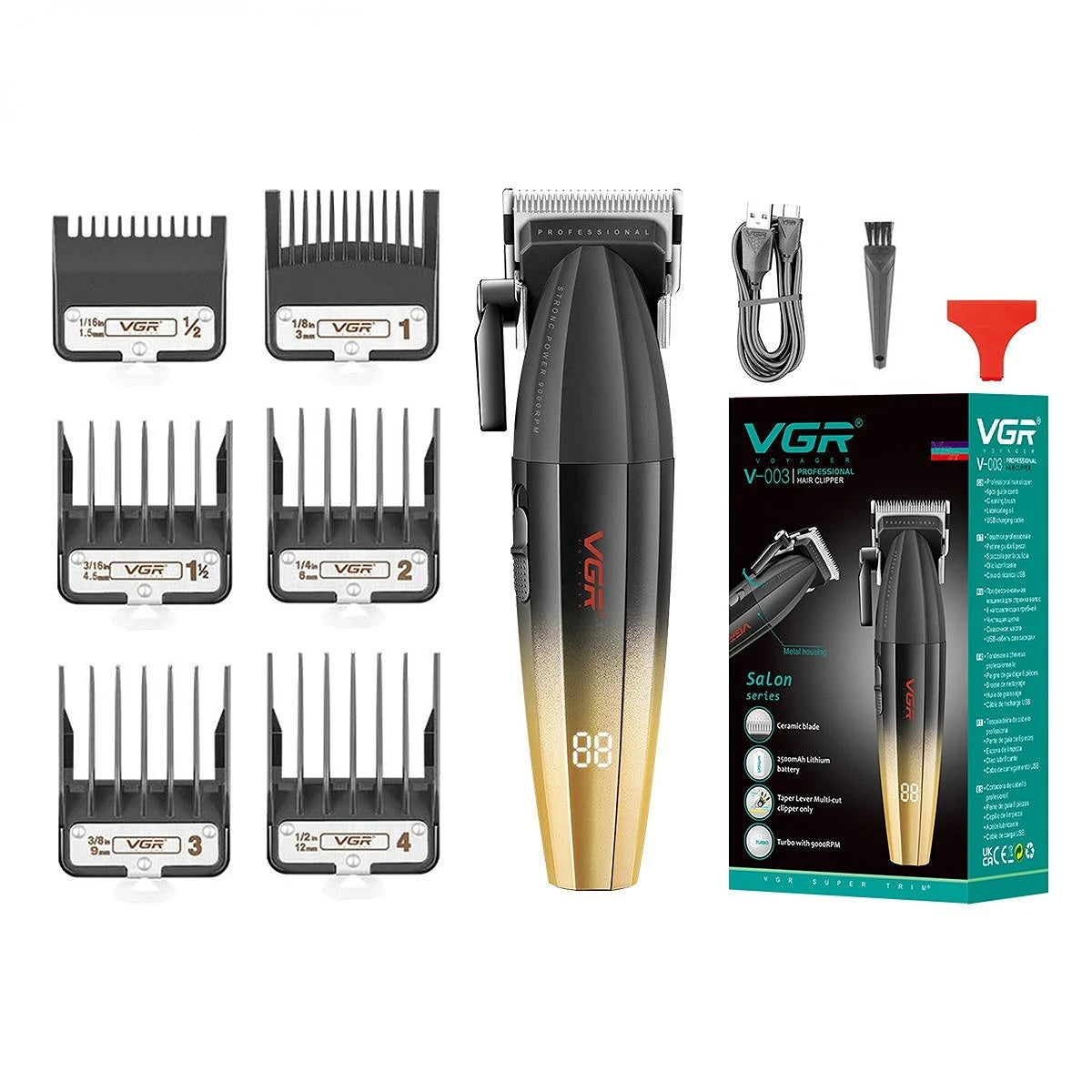 VGR Hair Trimmer Professional Hair Cutting Machine Electric Hair Clipper Shaver Barber Metal Trimmer for Men V-003 V-906 V-308