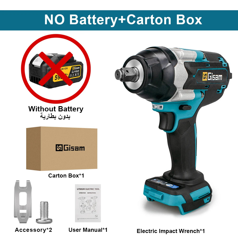 1800N.m Brushless Impact Wrench 1/2" for Makita 18V Battery Cordless