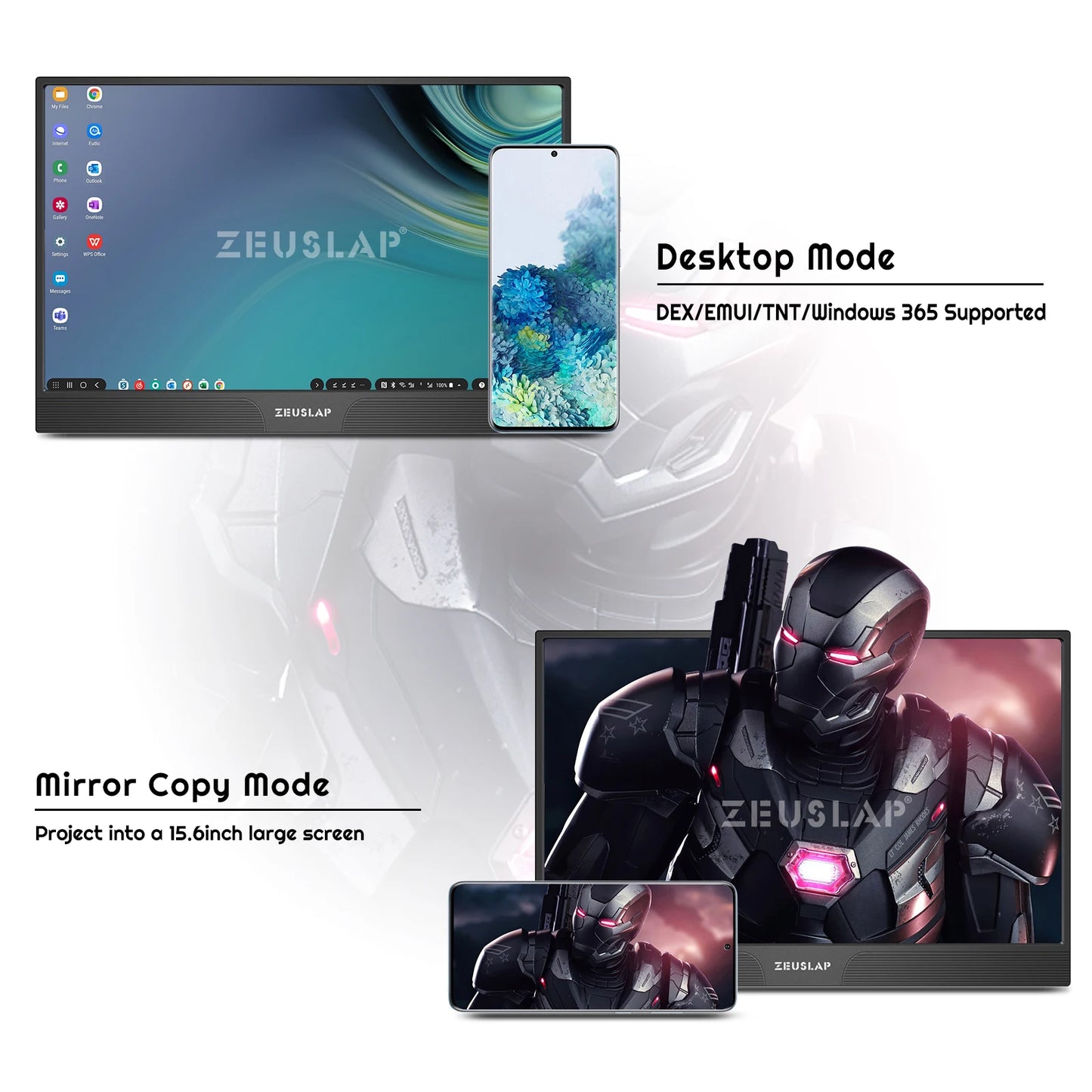 ZEUSLAP 15.6" Portable Touch Monitor | 1080P FHD IPS, USB‑C & HDMI, PS4/Switch/Xbox Compatible