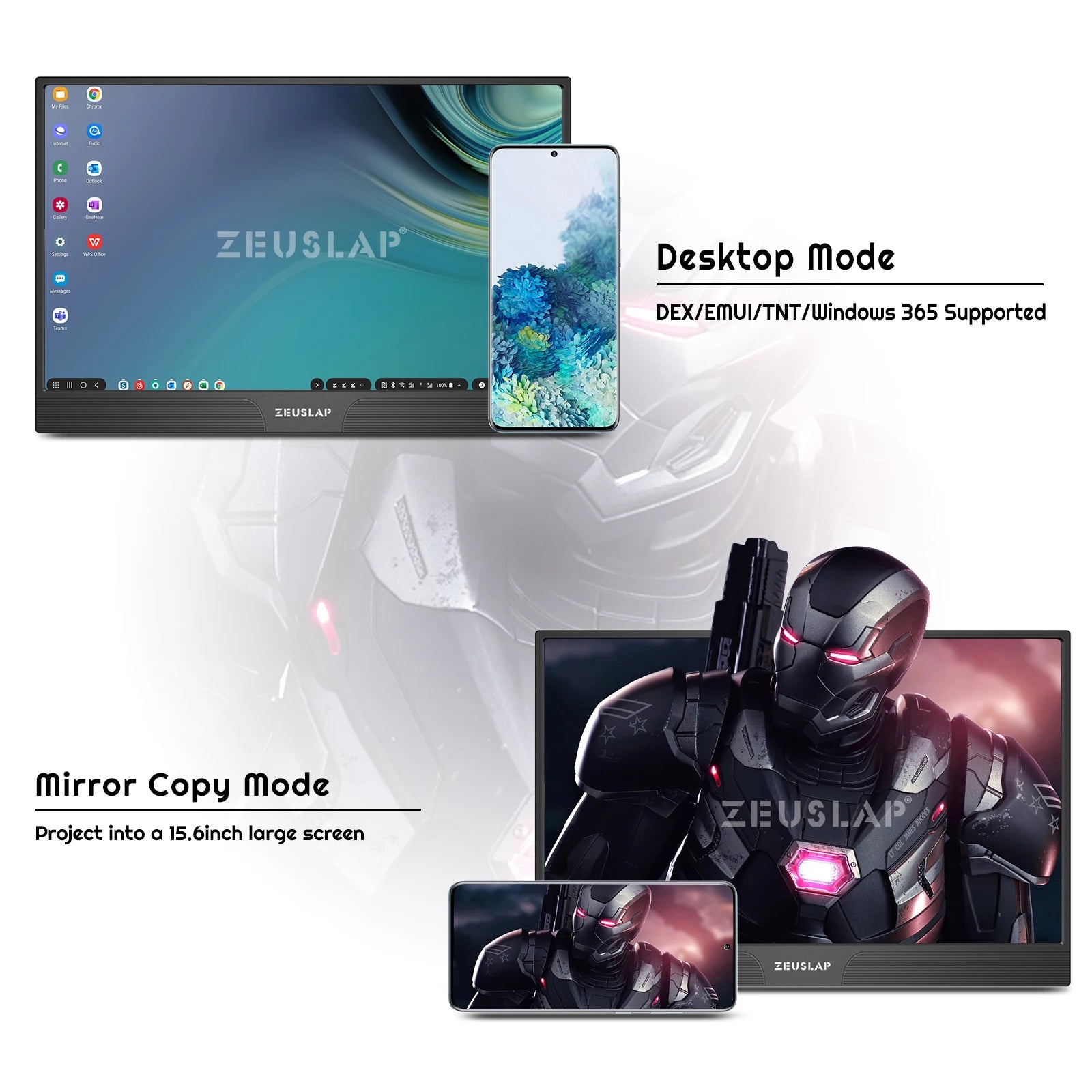 ZEUSLAP 15.6" Portable Touch Monitor | 1080P FHD IPS, USB‑C & HDMI, PS4/Switch/Xbox Compatible