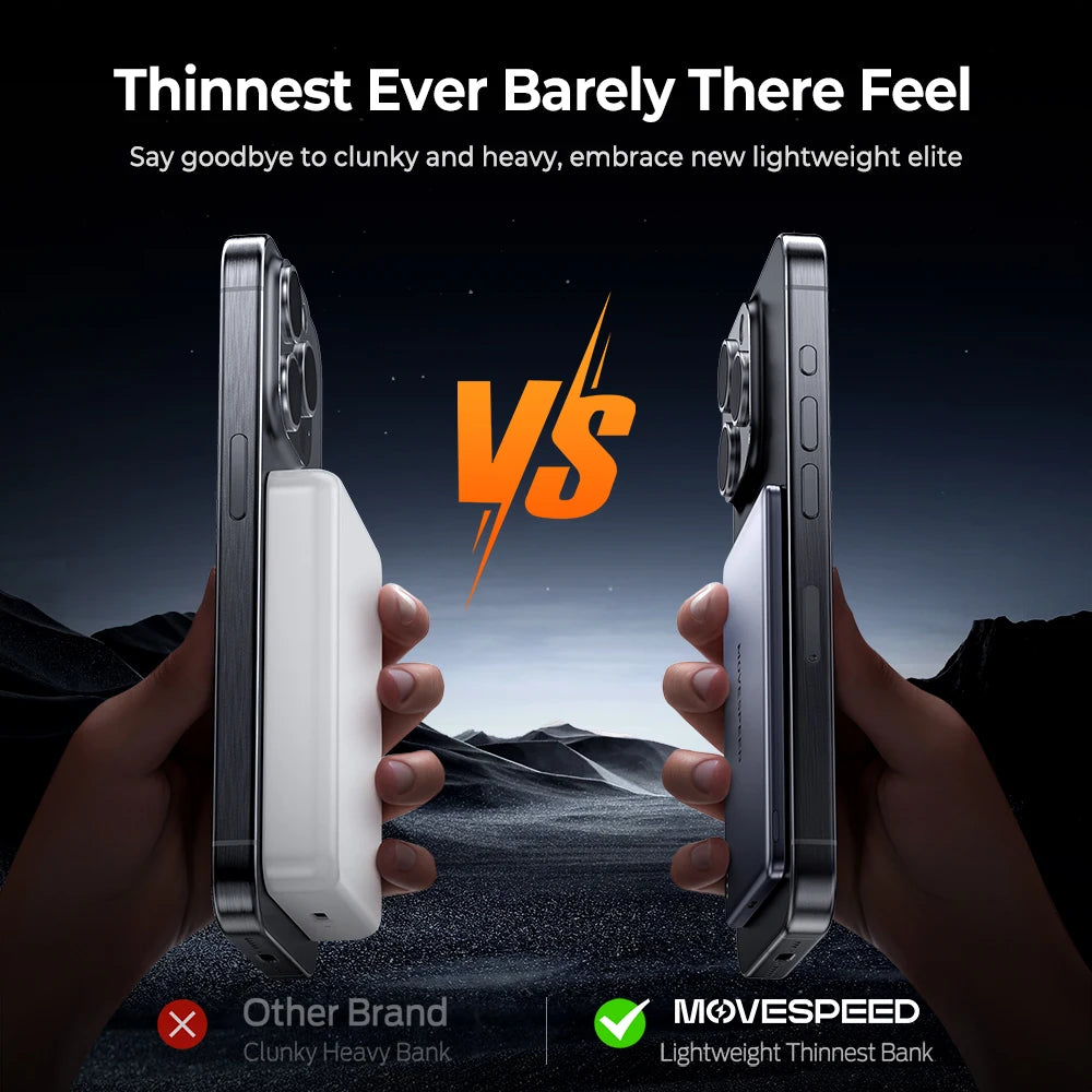 MOVESPEED Magnetic Power Bank 10000mAh Slim MagSafe for iPhone Samsung