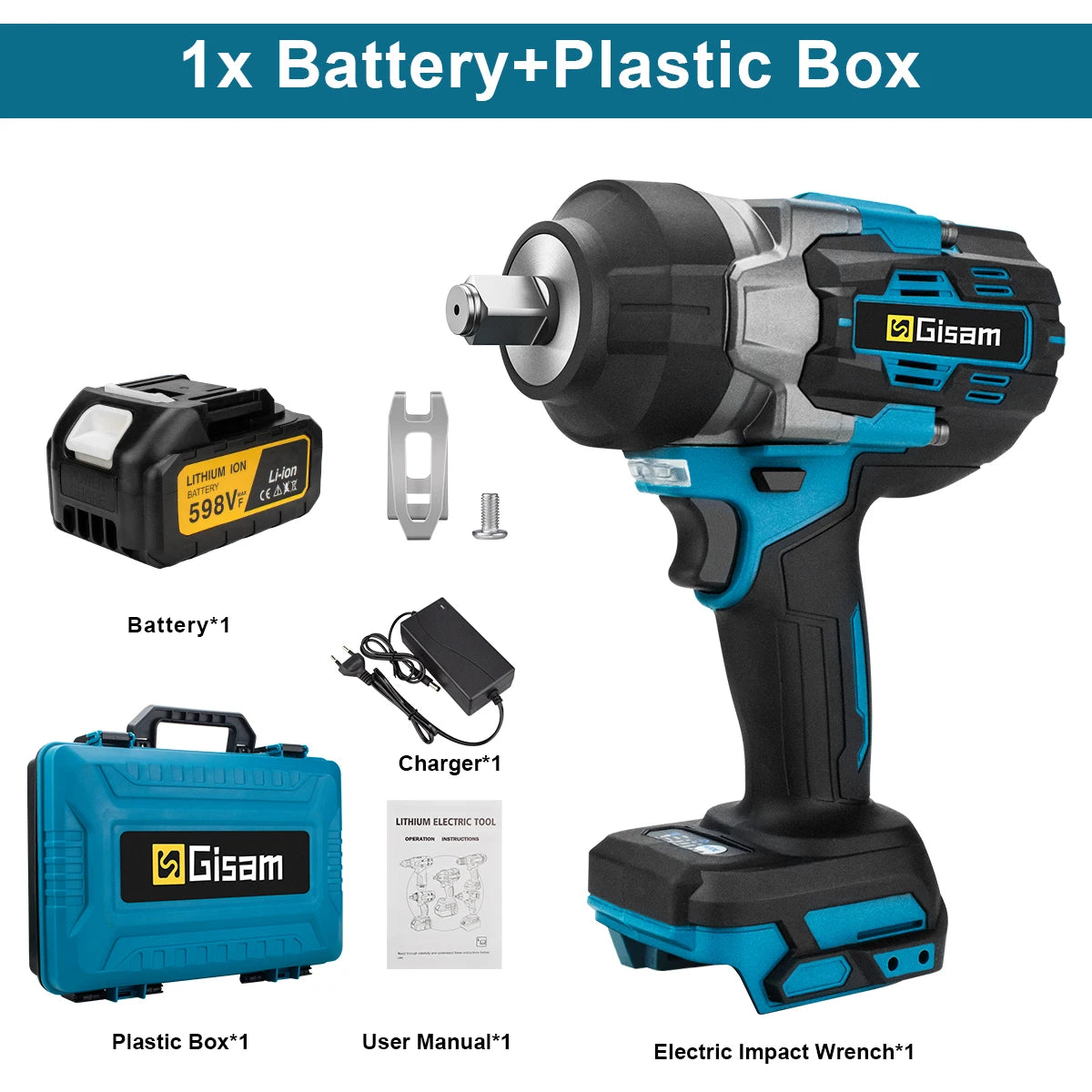 Gisam 2800N.m Brushless Impact Wrench 1/2" for Makita 18V