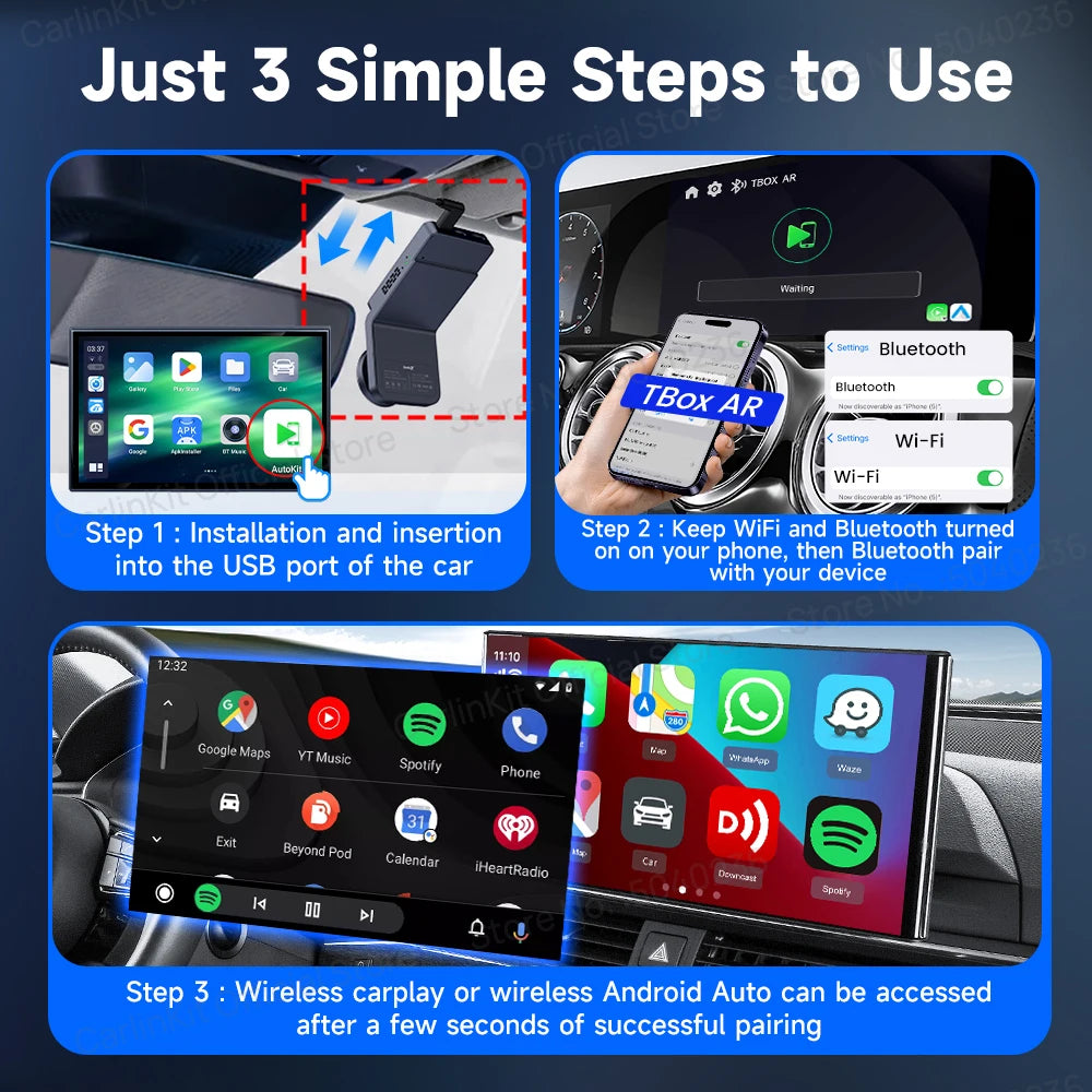 CarlinKit Android 13 8‑Core 8+128GB Wireless CarPlay AI Box