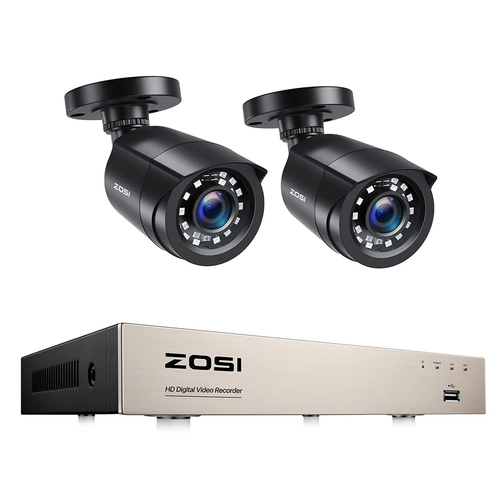 ZOSI 8CH 1080P CCTV Security System – 5MP Lite H.265+ DVR with 2/4/6/8× 2MP Outdoor Night Vision Cameras