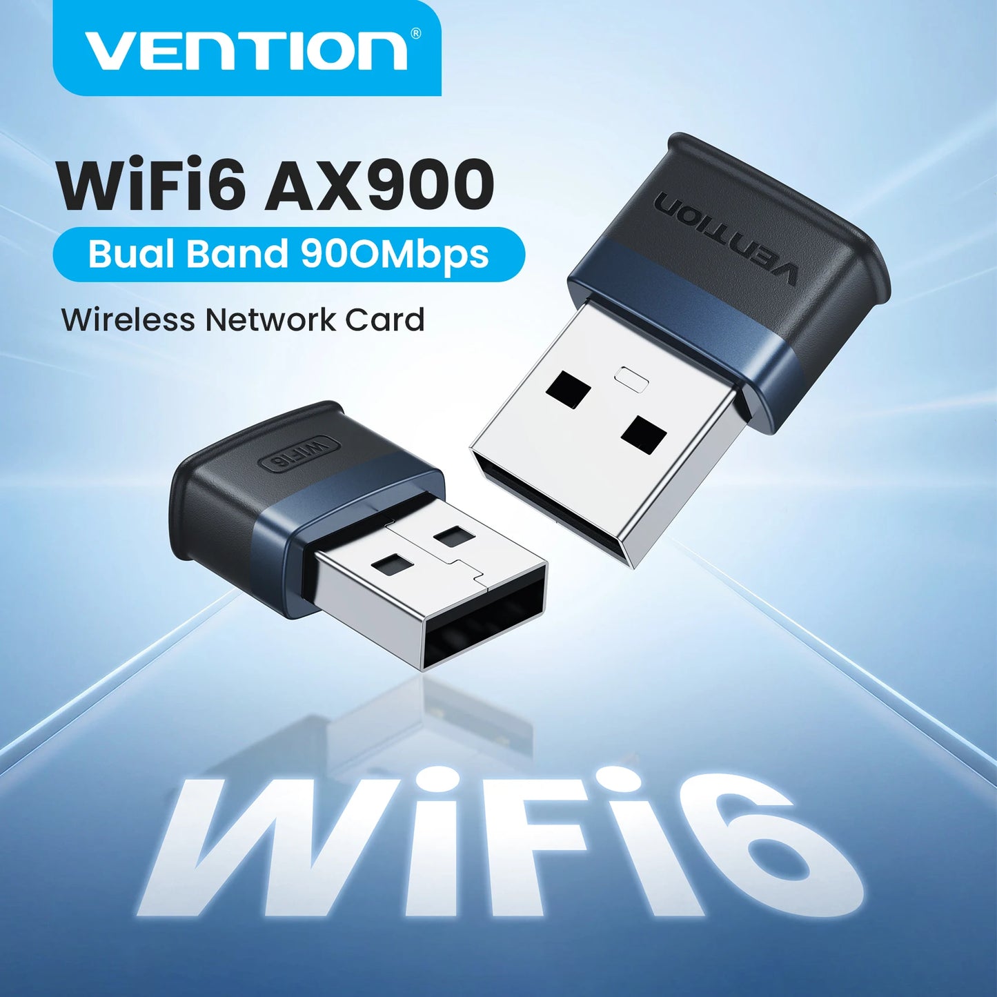 Vention WiFi 6 AX900 USB Adapter | Dual‑Band 2.4/5GHz Wireless Dongle for Windows PC & Laptop