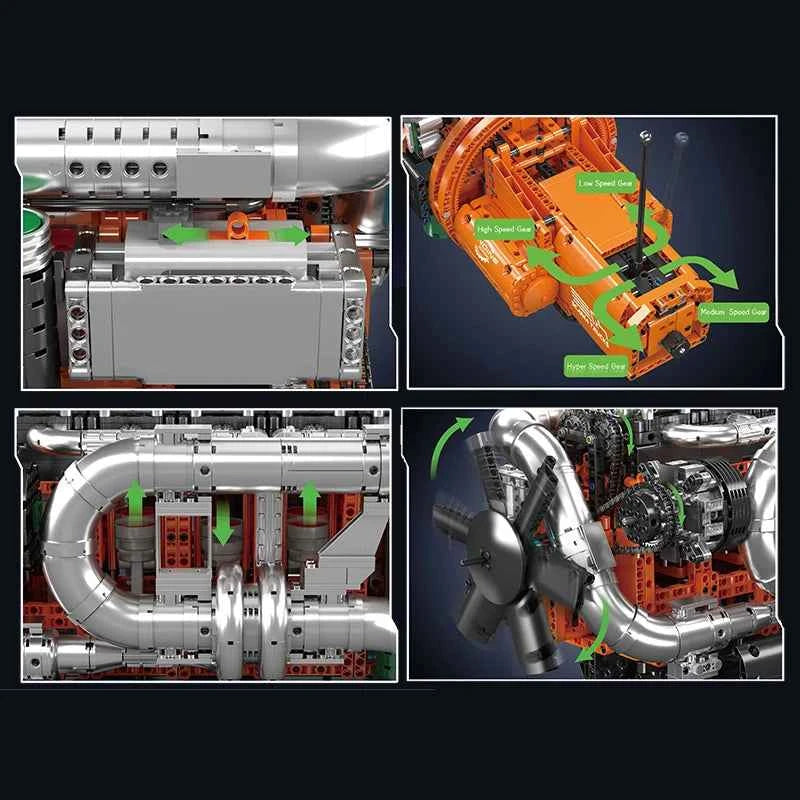 Mould King 10200 Motorized Heavy Truck Engine & Transmission Building Set - Limetastore