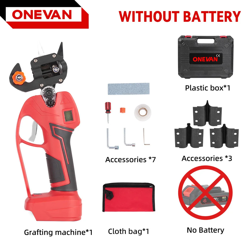 ONEVAN 2‑in‑1 Brushless Grafting Machine & Electric Pruner | Branch Cutter, Tree Grafting Tool