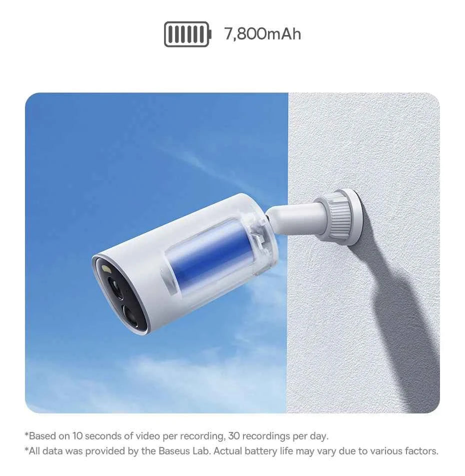 Baseus Security B1 Outdoor Camera 2K Wireless Wifi Camera Security Protection System 24/7 Recording Built-in 8GB Local Storage - Limetastore