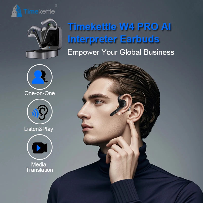 Timekettle W4 Pro AI Translator Earbuds 40 Languages Bidirectional