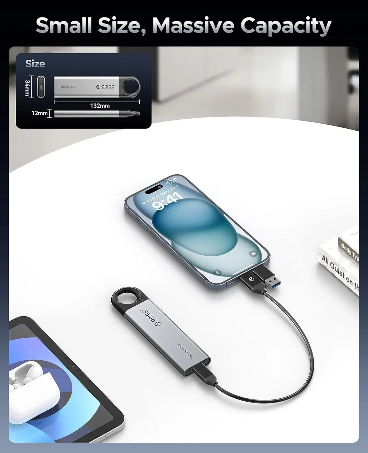 ORICO 1TB Portable External SSD – Up to 1050MB/s USB 3.2 High‑Speed Solid State Drive
