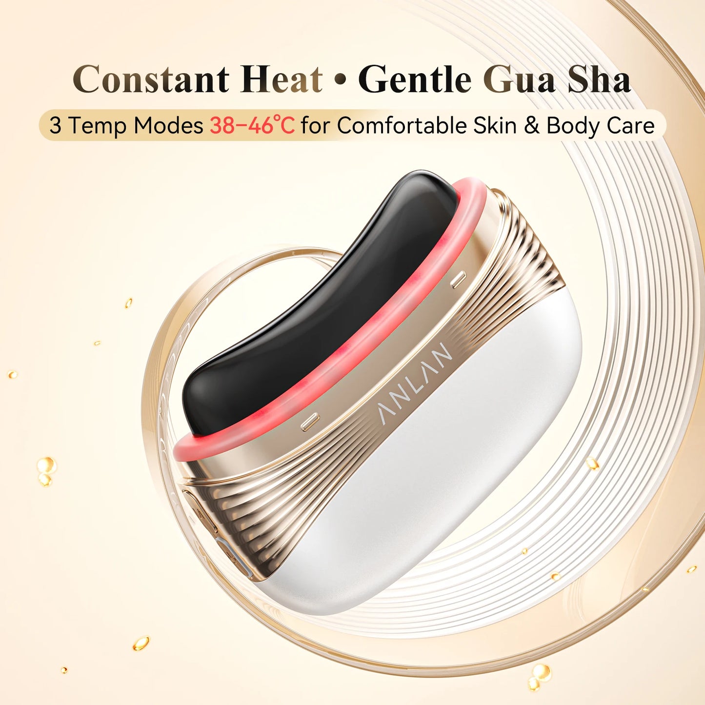 ANLAN 2‑in‑1 Gua Sha Massager | Jade, Hot Compress, EMS, LED, Scalp & Face Lifting