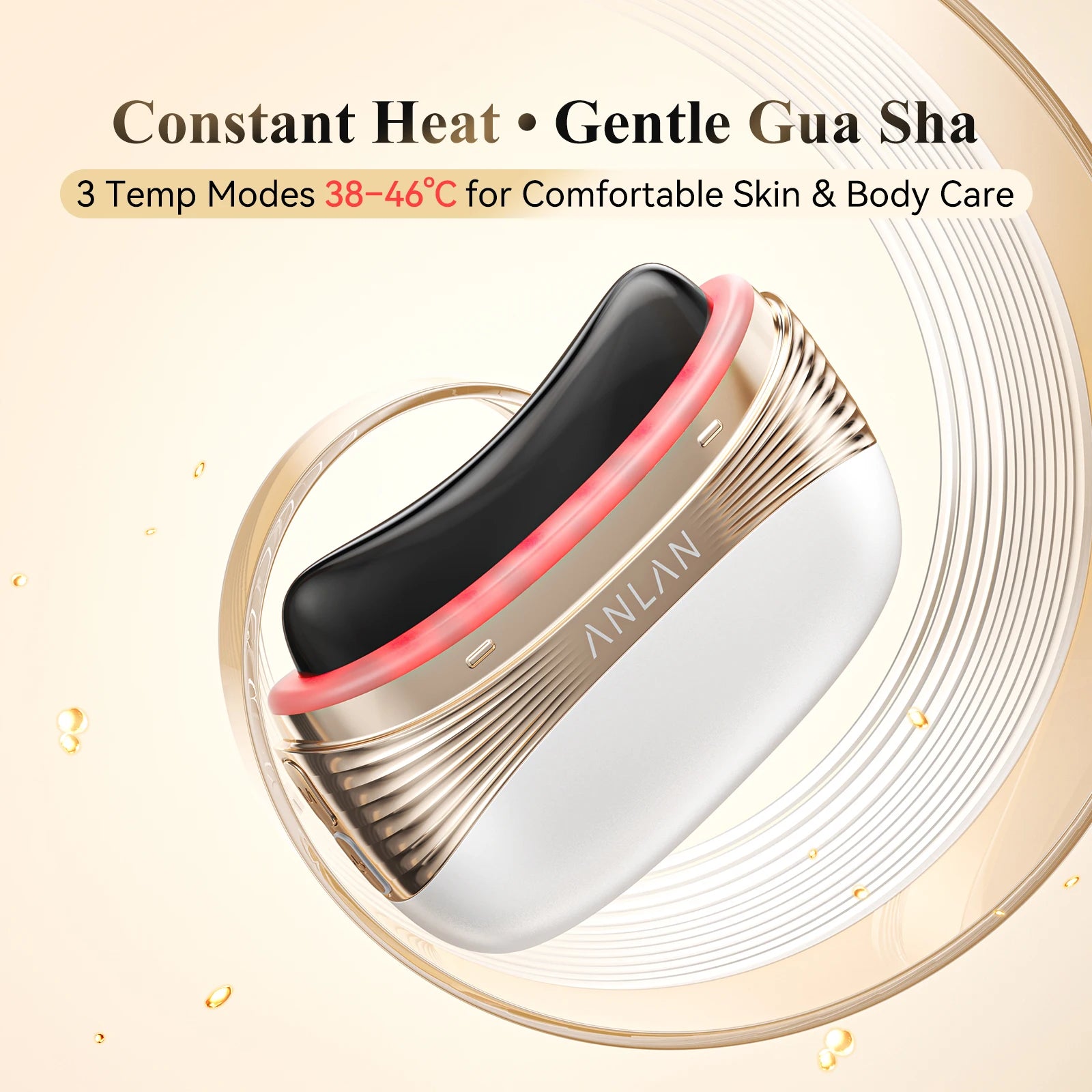 ANLAN 2‑in‑1 Gua Sha Massager | Jade, Hot Compress, EMS, LED, Scalp & Face Lifting