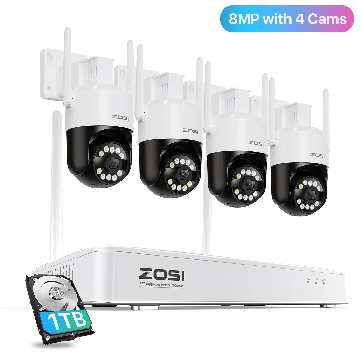 ZOSI 4K Wi‑Fi 6 Security Camera System – 8MP/5MP Pan‑Tilt Wireless IP Cameras with 2‑Way Audio