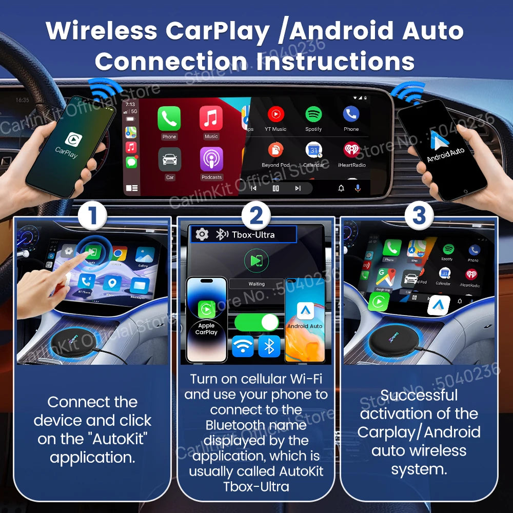 CarlinKit Android 15 Ultra2 8+128GB Wireless CarPlay AI Box