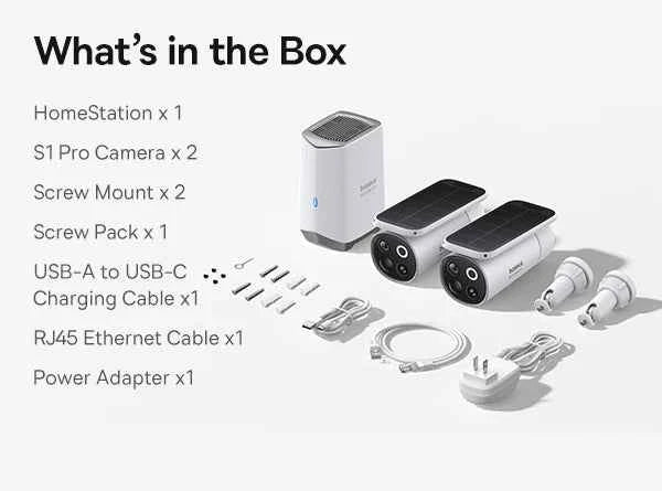 Baseus Security S1 Pro Outdoor Camera 3K Clarity Wireless Solar Security Camera Continuous Power IP67 Wifi Camera 2-Camera Kit - Limetastore