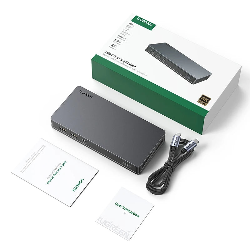 UGREEN 9‑in‑1 DisplayLink USB‑C Docking Station with Dual 4K60Hz