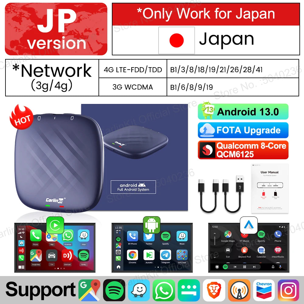 CarlinKit Tbox‑Ultra Android 15 8+128GB Wireless CarPlay AI Box