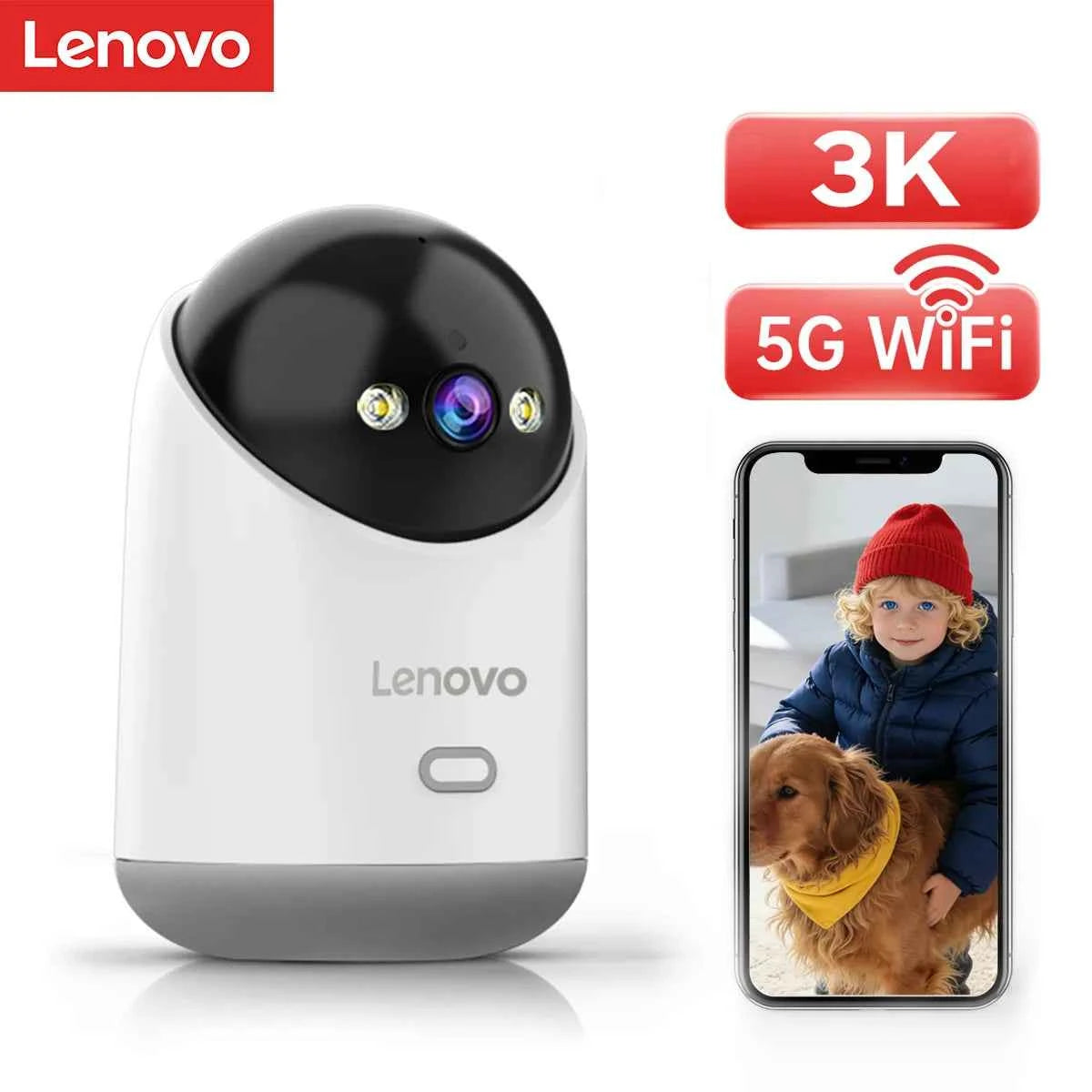 Lenovo 3K WiFi Camera Home Indoor Security IP Camera Color Night Auto Tracking CCTV Video Surveillance Camera Smart Baby Monitor - Limetastore