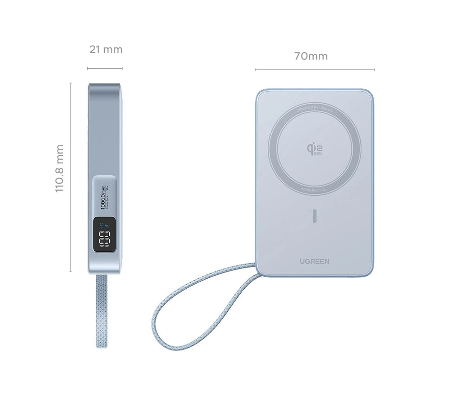 UGREEN Qi2.2 25W Magnetic Power Bank – 10000mAh Fast Charging External Battery