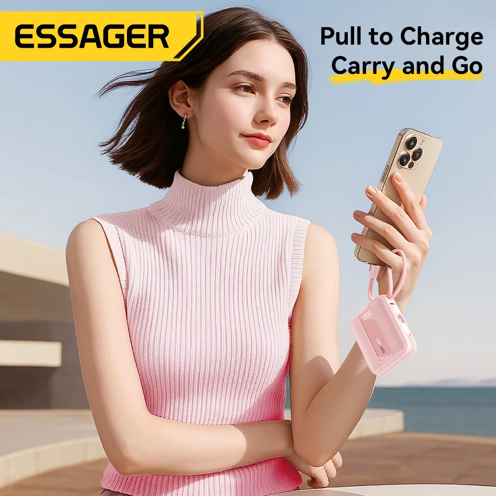 ESSAGER Mini Power Bank 20000mAh with Cables 22.5W PD