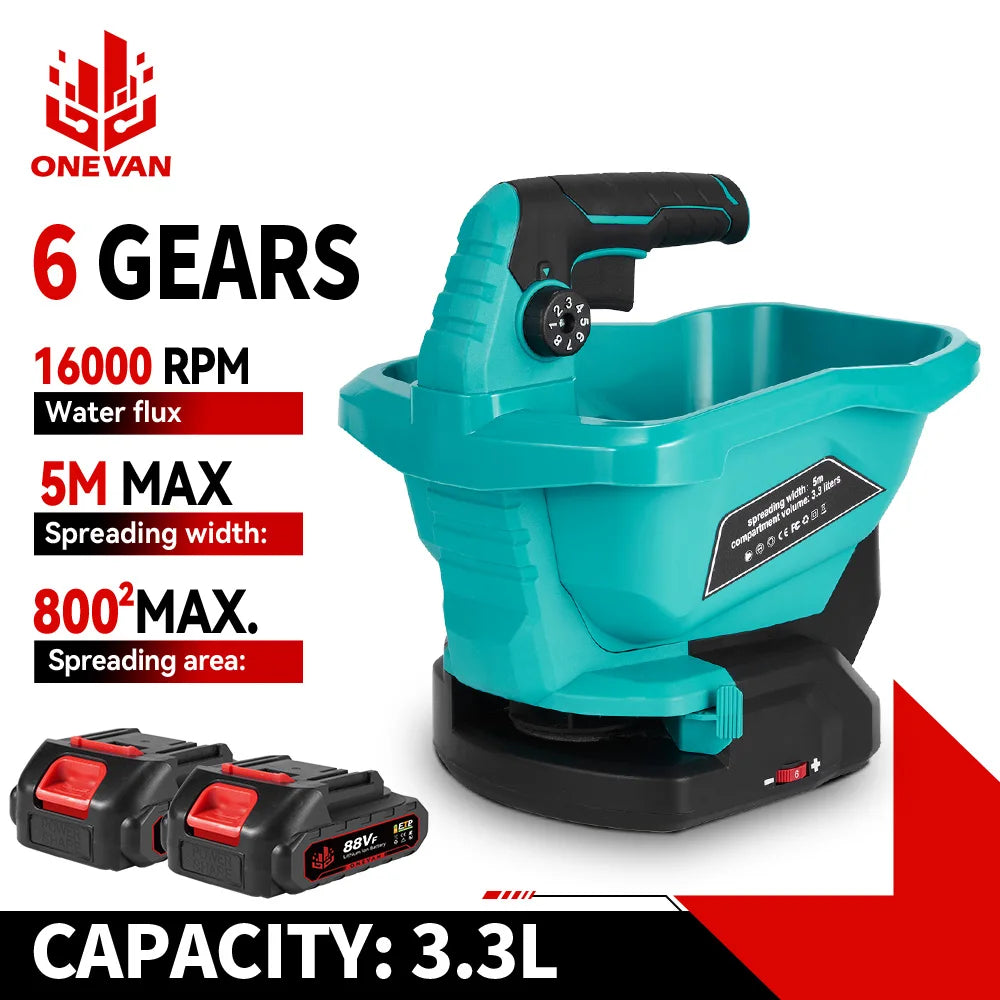 ONEVAN 8Gears Electric Seeder Landscape Power Tool Large Capacity Small Seeder Integrated Machine For makita 18v battery pin