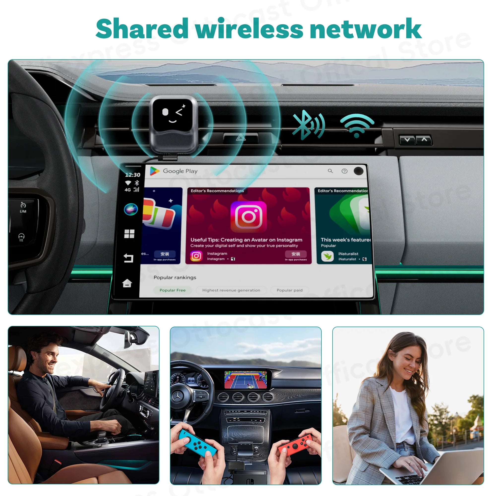 OTTOCAST NanoAI Android 13 Wireless CarPlay AI Box 128GB