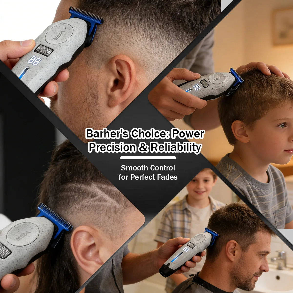 VGR Hair Trimmer Professional Hair Clipper Cordless Hair Cutting Machine Electric Barber Digital Display Trimmer for Men V-887