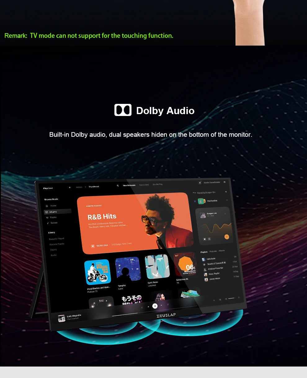 ZEUSLAP 18,5" pametni prenosni zaslon | Google TV, zaslon na dotik, USB‑C in HDMI