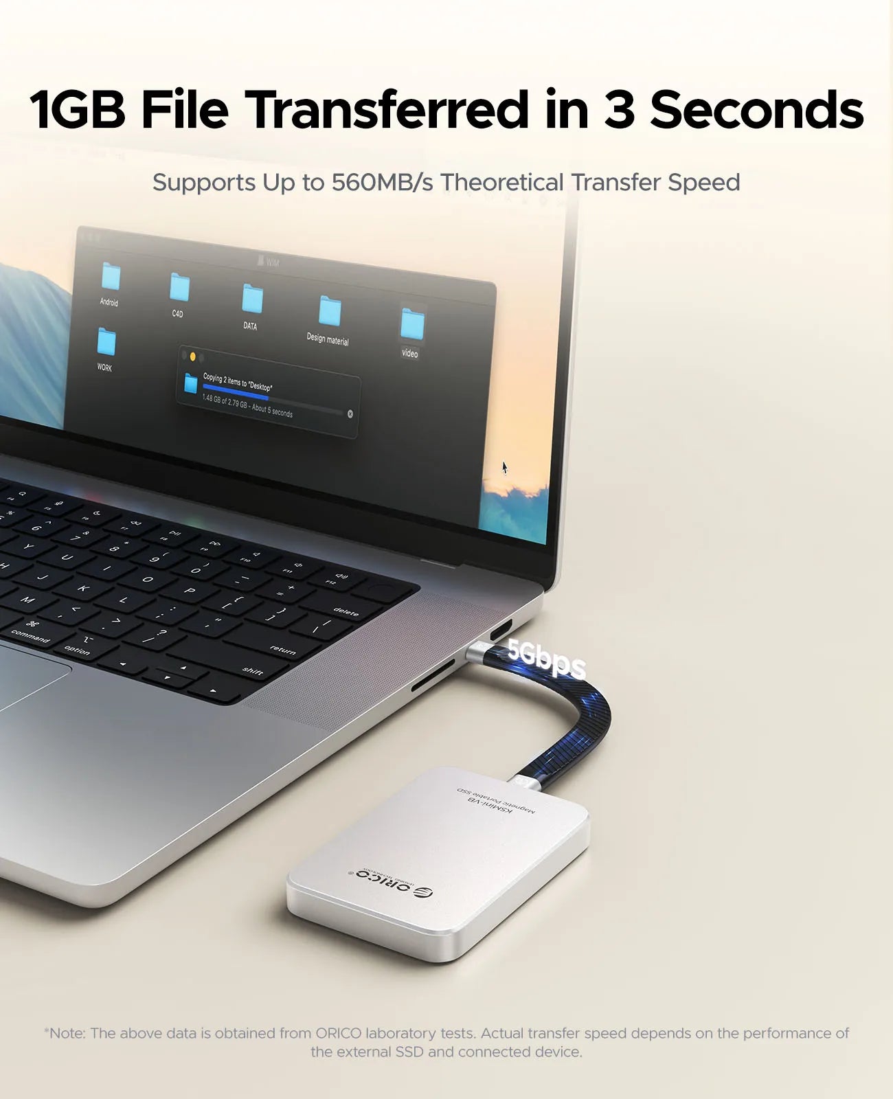 ORICO K5MINI‑VB 480GB Portable SSD – 460MB/s USB 3.2 External Solid State Drive