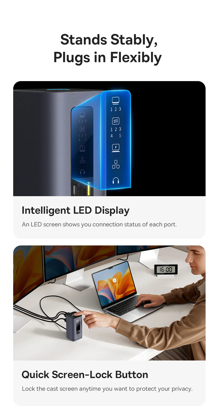 Baseus 11‑in‑1 USB‑C Hub | DP 4K@60Hz, HDMI, Triple Display, RJ45, PD 100W, USB 3.1 Docking Station