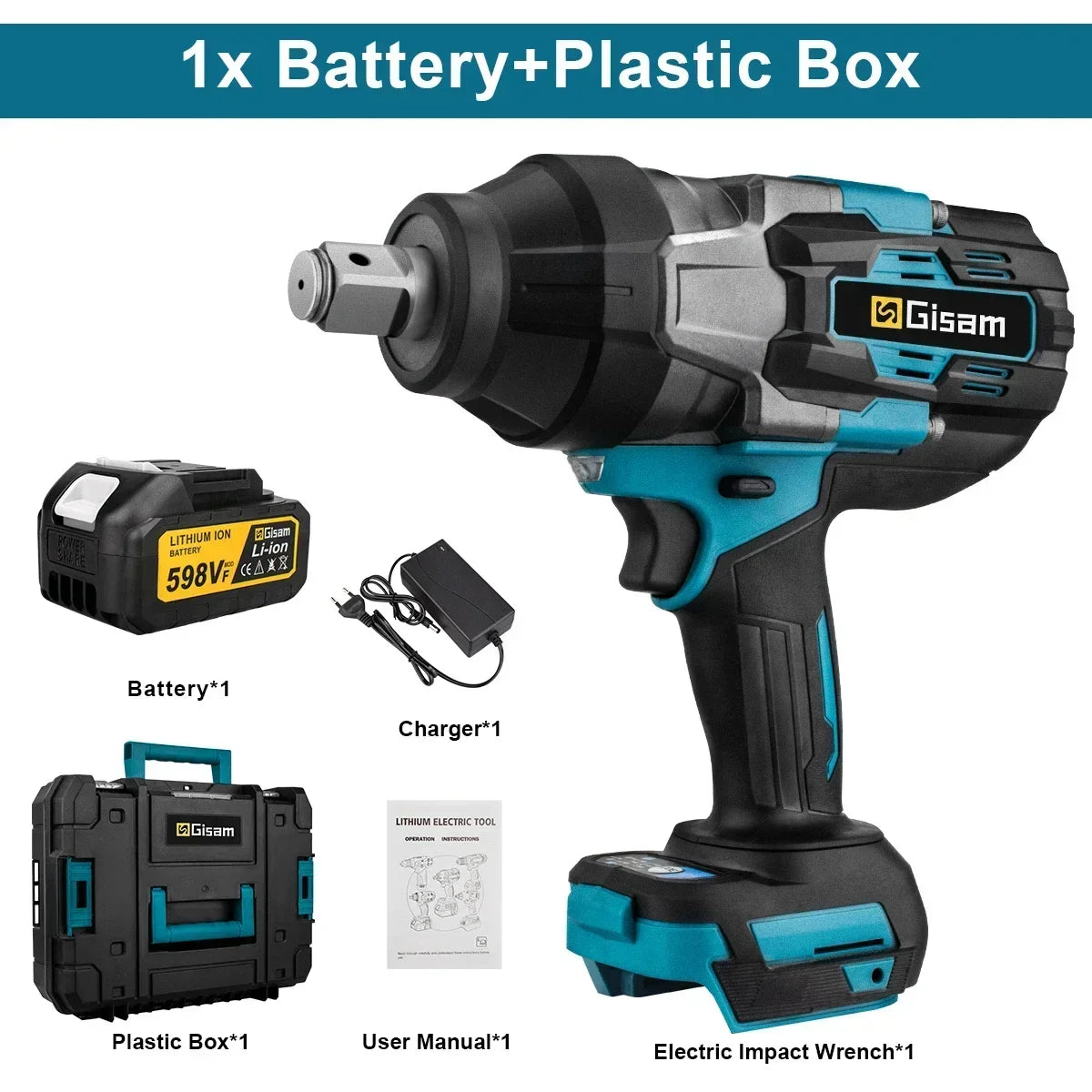 GISAM 3100N.M Brushless Electric Impact Wrench 3/4 Inch Cordless Torque Wrench Screwdriver Power Tool For Makita 18V Battery Pin
