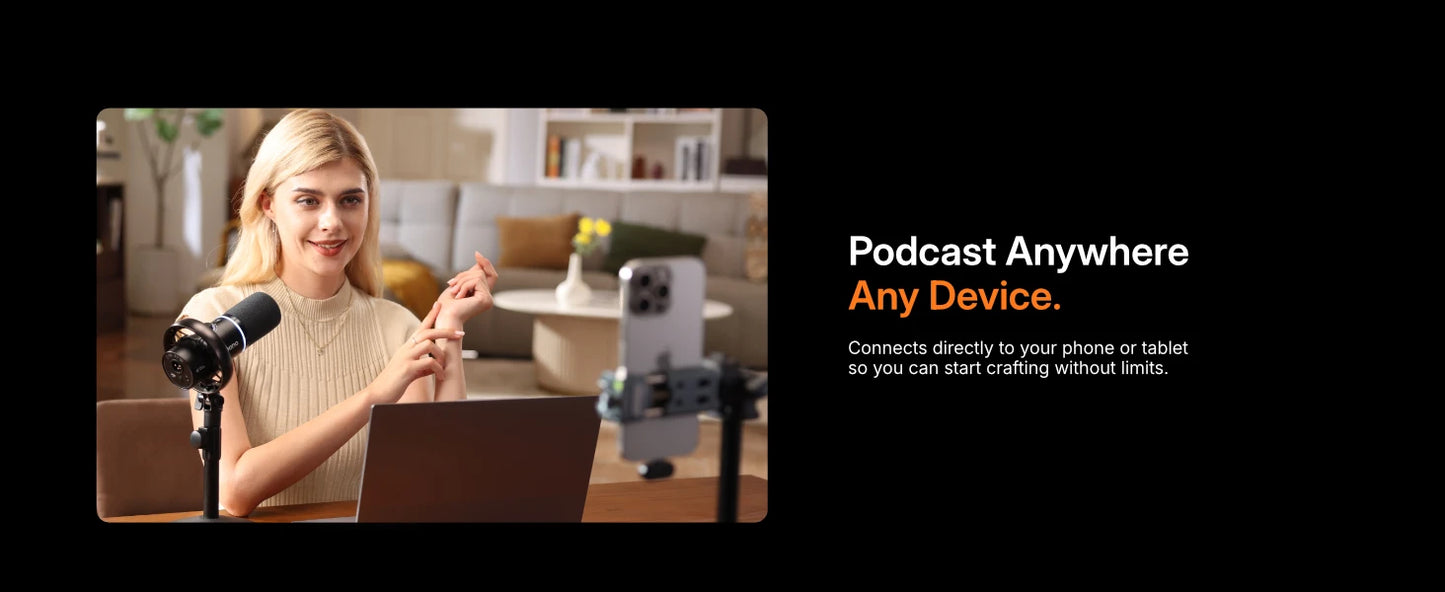 Maono PD200W – Hybrid Wireless Dynamic Podcast Microphone | XLR/USB Mic for PC, Phone & Camera