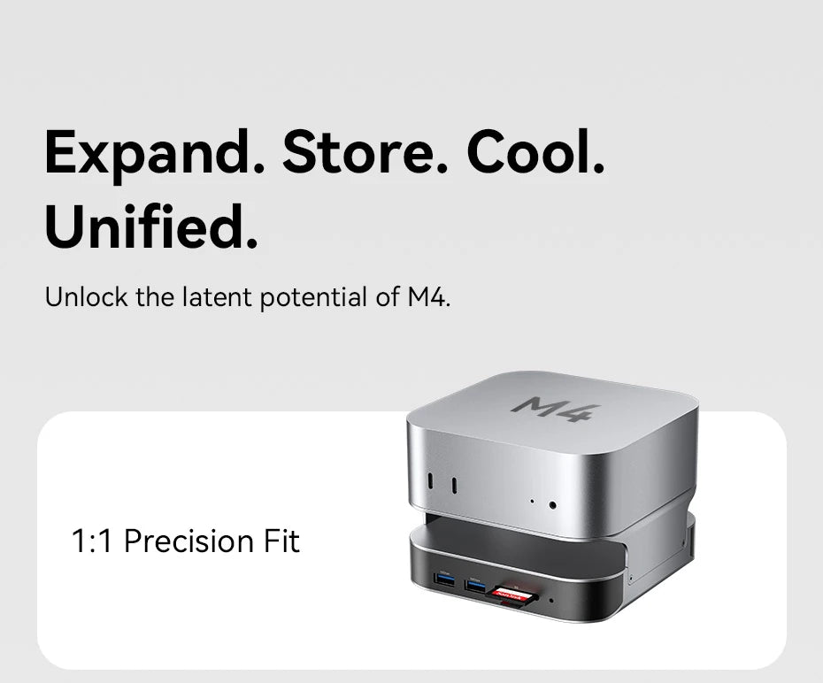 Vention USB‑C Dock for Mac Mini M4/M4 Pro | DP 4K240Hz, M.2 NVMe, USB 3.2 10Gbps, SD/TF