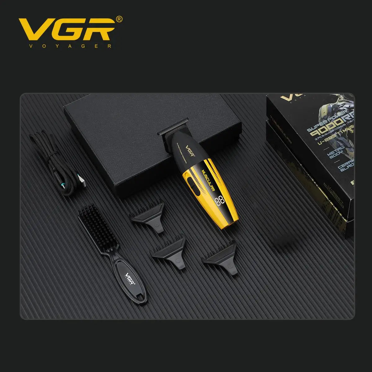 VGR Hair Trimmer Professional Hair Cutting Machine Cordless Hair Clippers Adjustable Barber Rechargeable Trimmer for Men V-285