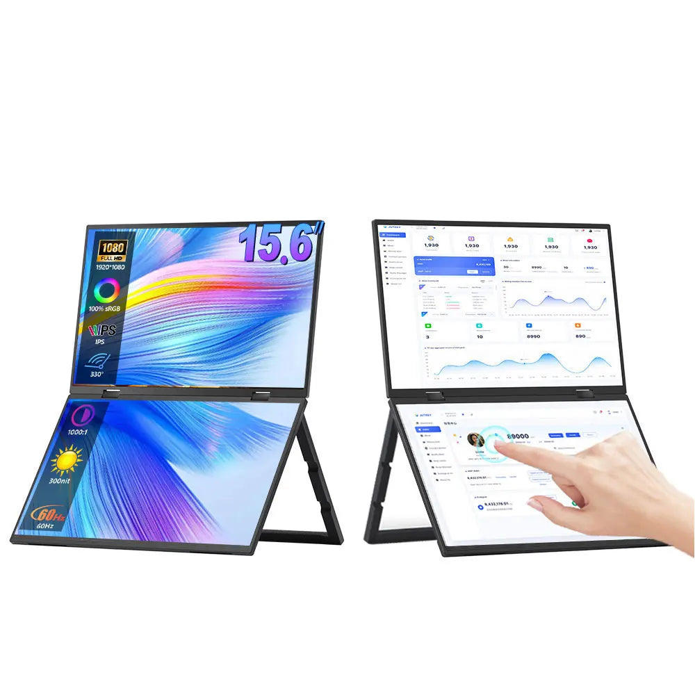 Sibolan Portable 15.6-inch Dual Screen Monitor 1080p 60Hz Laptop Screen Extender Stackable Foldable Triple Monitor for PC Wins - Limetastore