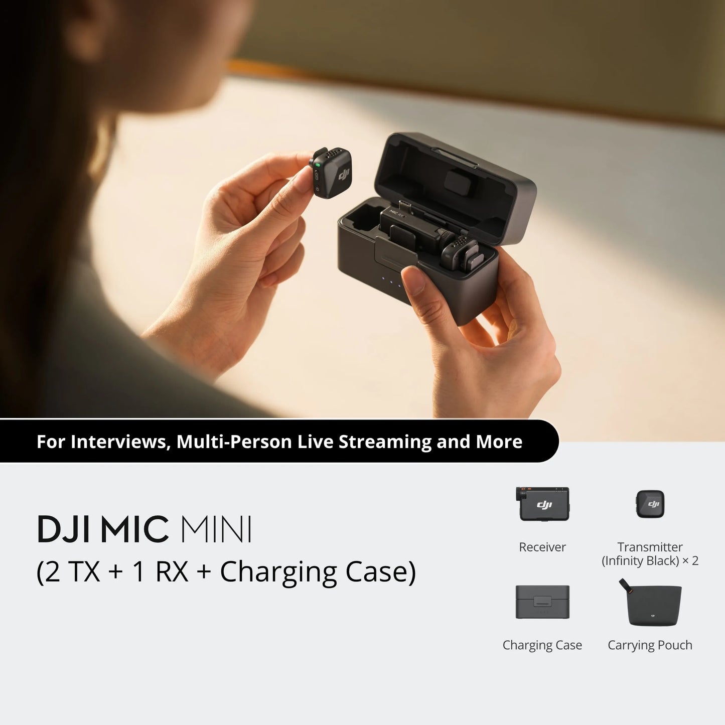 DJI Mic Mini Wireless Microphone Accessory – Ultra‑Discreet Clip‑On Mic with 48‑Hour Operation