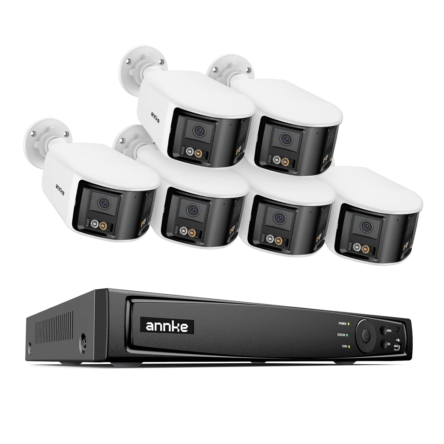 ANNKE 4K 8MP Panoramic Dual‑Lens PoE System | 8CH NVR, 180° View, IR Night Vision, 6MP Cameras