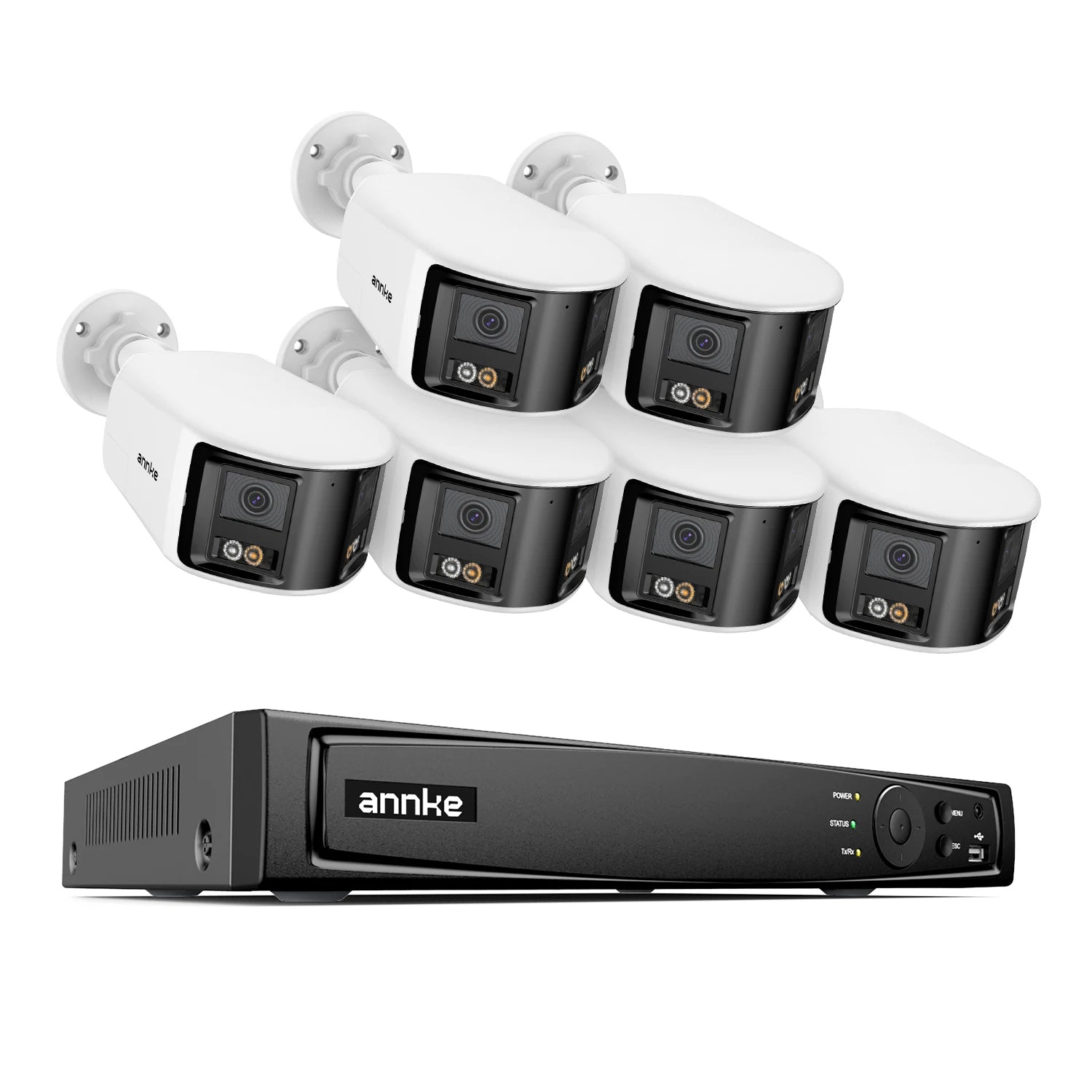 ANNKE 4K 8MP Panoramic Dual‑Lens PoE System | 8CH NVR, 180° View, IR Night Vision, 6MP Cameras