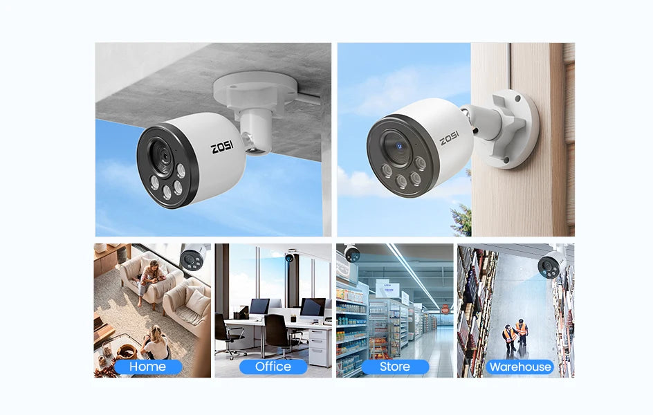 ZOSI 4K PoE NVR Security Camera System 8MP Weatherproof Wired PoE Cameras H.265+ 4K/8MP 8CH CCTV NVR for Home 24/7 Surveillance