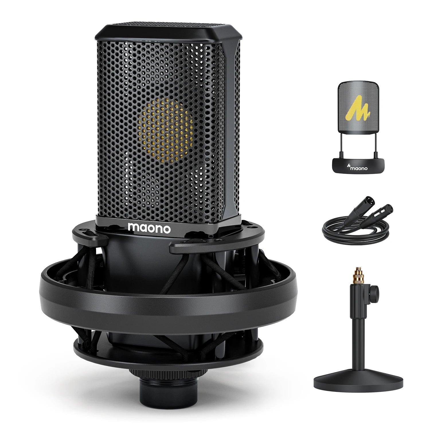 Maono PM500T – XLR Large‑Diaphragm Condenser Microphone | 34 mm Cardioid Studio Mic for Recording, Podcasting, Streaming & DJ Production