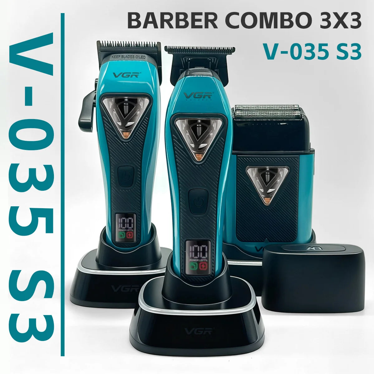 VGR Hair Trimmer Professional Hair Cutting Machine Cordless Beard Trimmer Electric Barber Clipper Metal Trimmer for Men V-035 S3