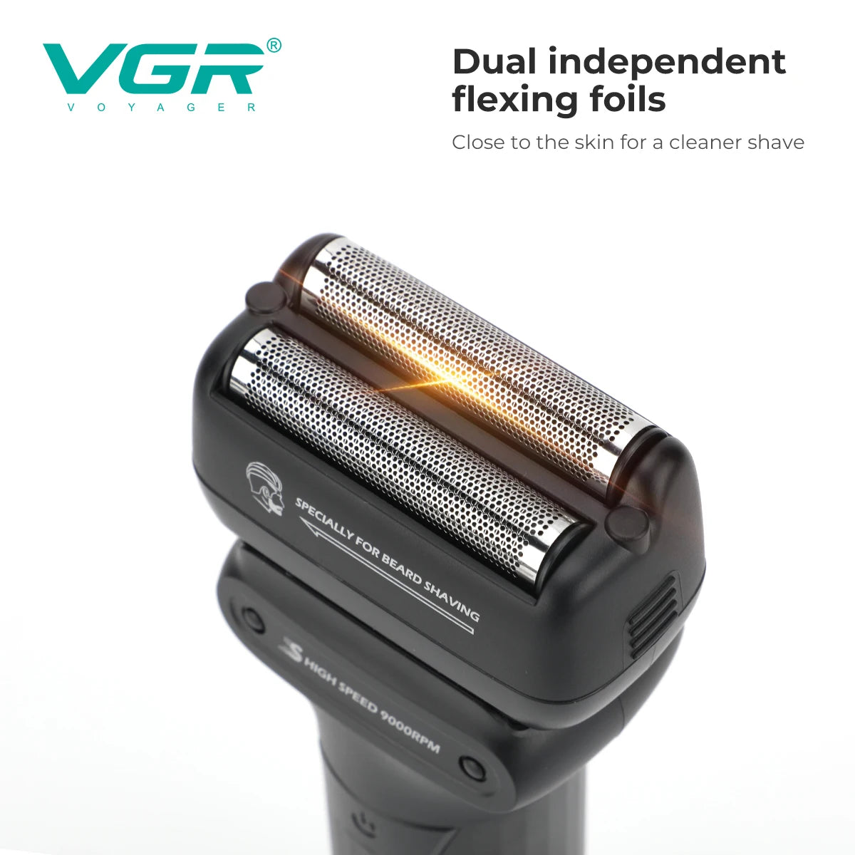 VGR Shaver Professional Beard Trimmer Waterproof Razor 9000 RPM Electric Shaving Machine Reciprocating LED Shaver for Men V-368