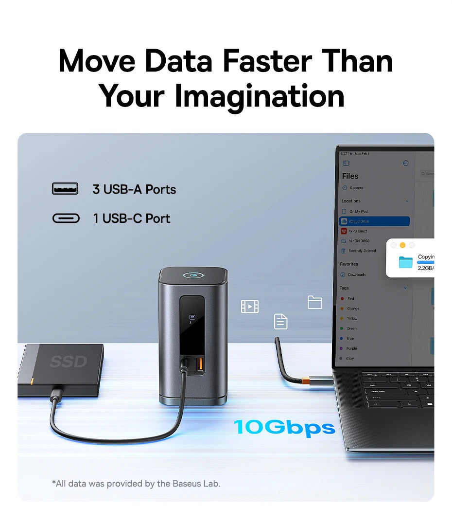 Baseus 11‑in‑1 USB‑C Hub | DP 4K@60Hz, HDMI, Triple Display, RJ45, PD 100W, USB 3.1 Docking Station
